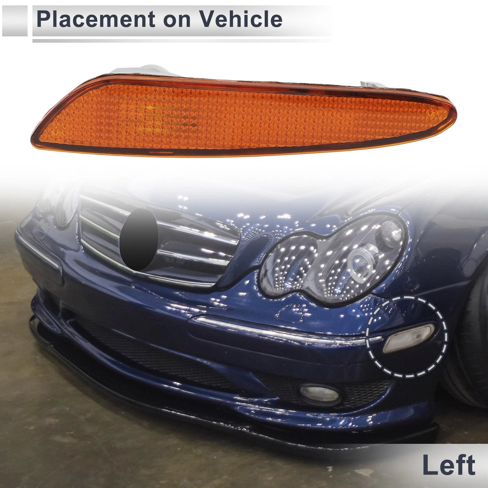 Left Front Bumper Side Marker Light Cover for Mercedes-Benz W211 (2003–2009)