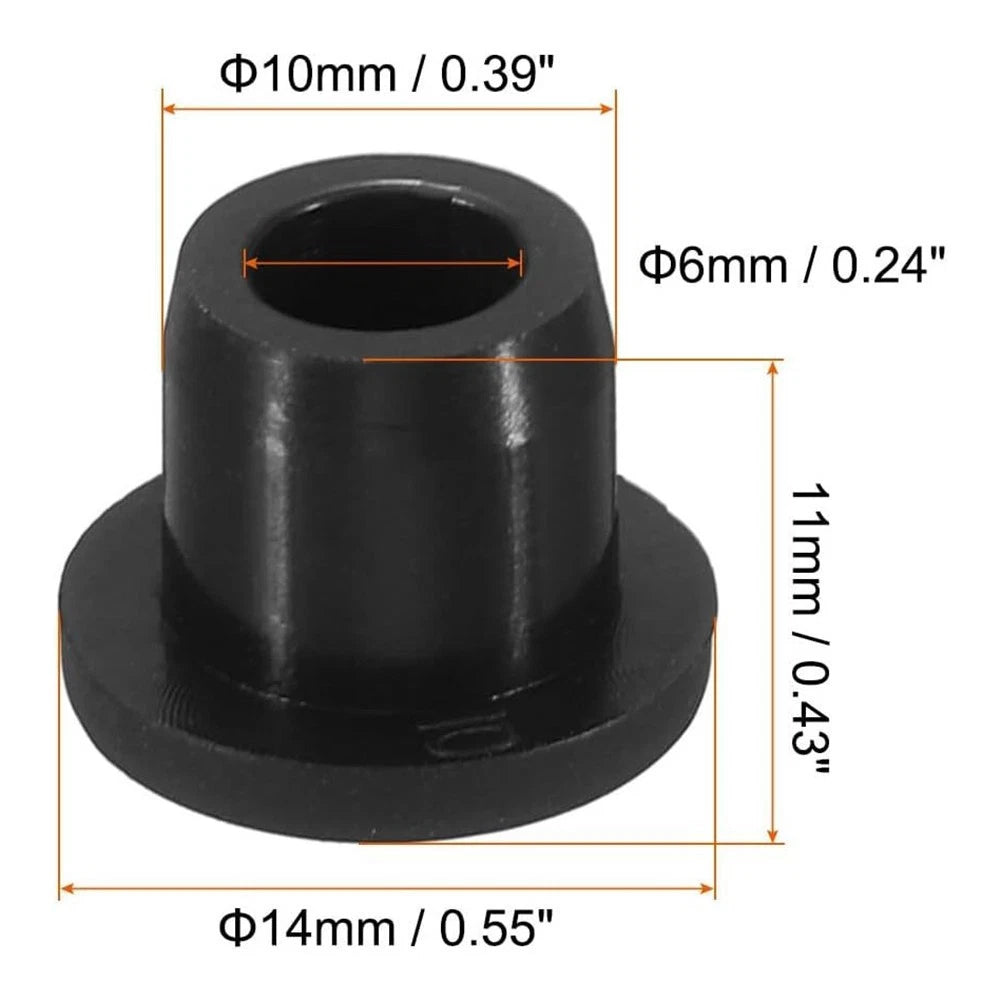 Black Flexible Silicone Stopper for Holes 10-14 mm