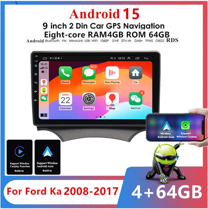 9'' Android Car Stereo for Ford Ka (2008–2017) - GPS Navigation, WIFI