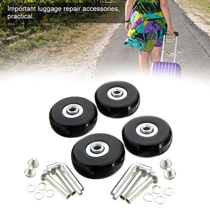 Set of 4 Black Rubber Luggage Wheels for Suitcases