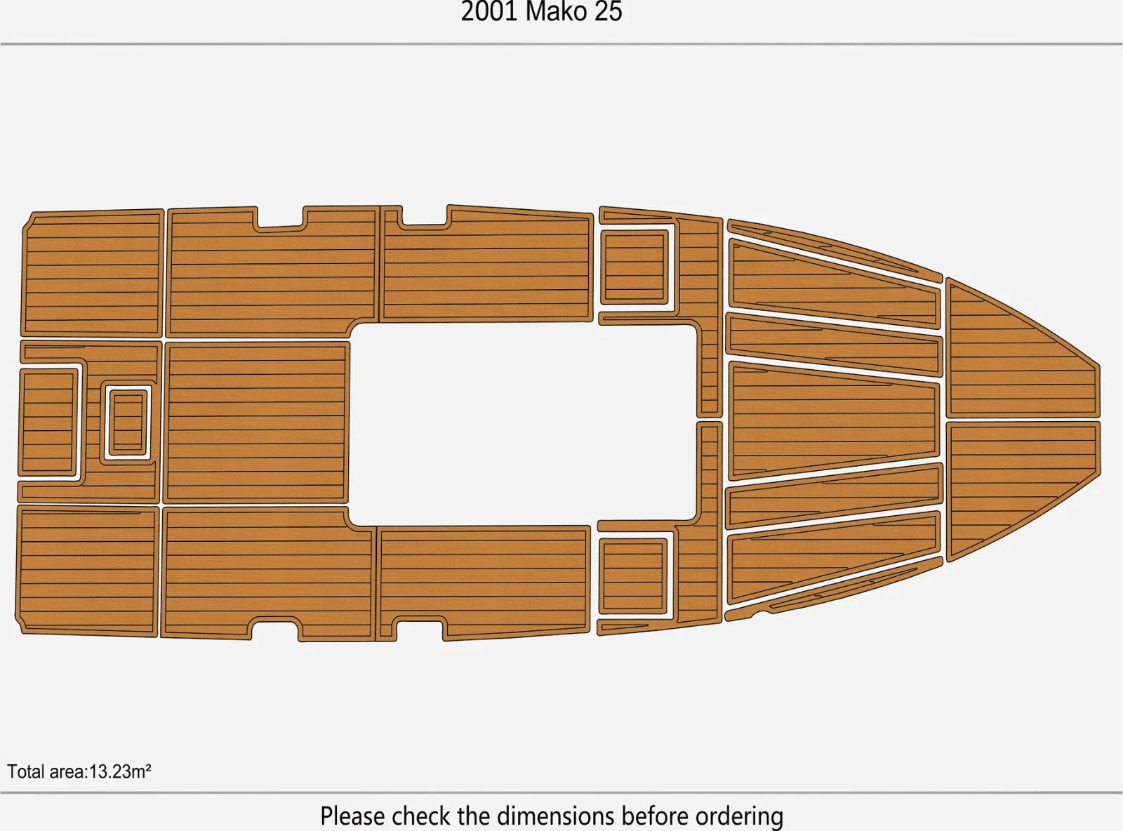 EVA Pads for Mako 25 Swim Platform Cockpit (2001) - Teck Deck Faux Flooring Mat