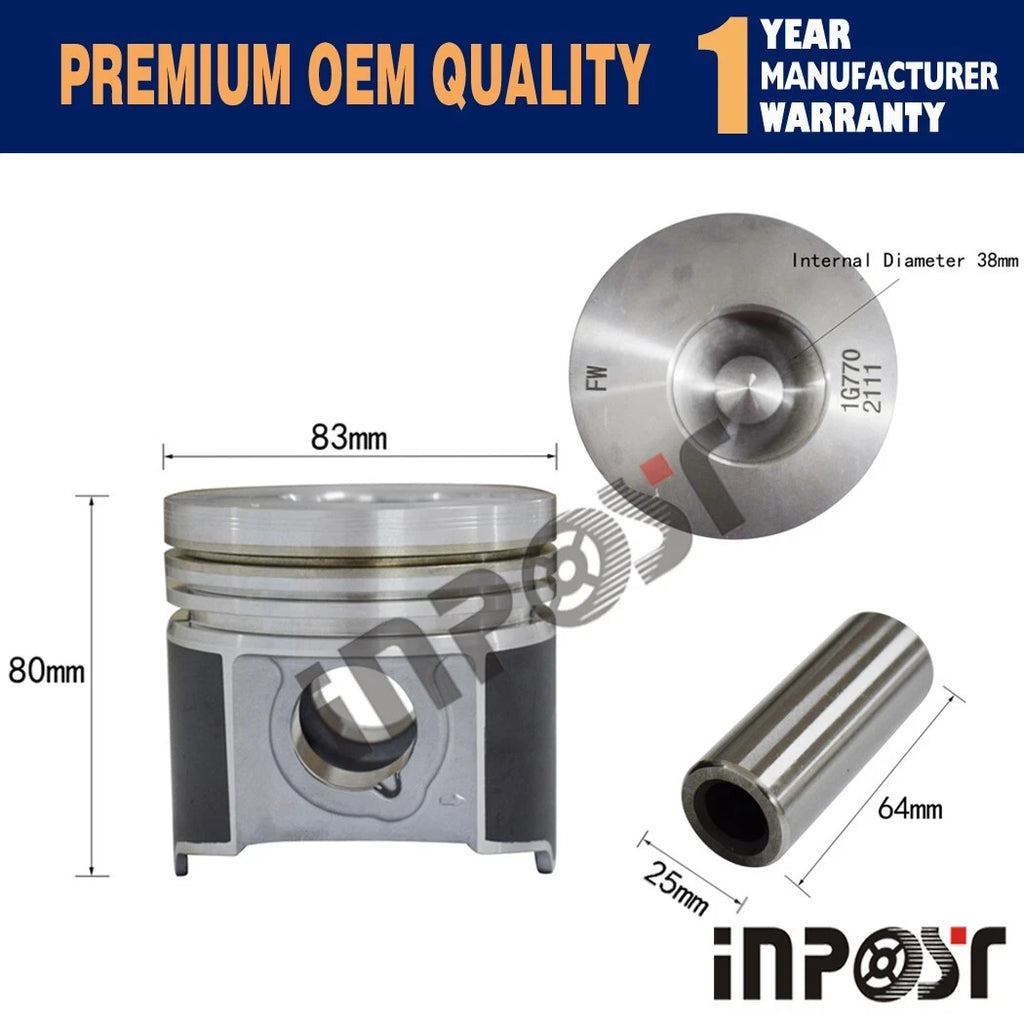 Set of 4 Piston + Ring Kit STD 83mm for Kubota V2003 (2003)