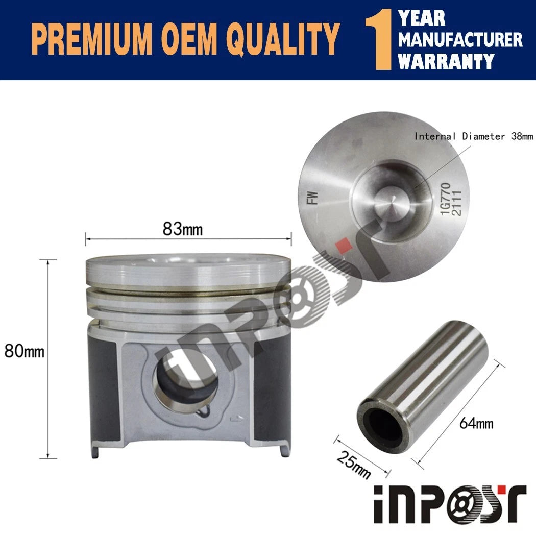 Set of 4 Piston + Ring Kit STD 83mm for Kubota V2003 (2003)