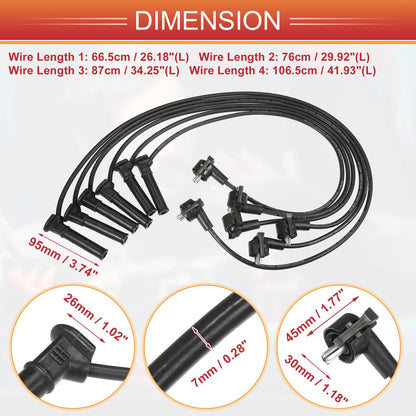 6X Spark Plug Wire Ignition Coil Cable No.5U3Z12259AA for Ford Mustang