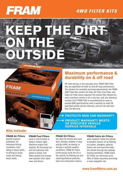 FRAM Air Oil Fuel Filter Service Kit for Hilux KUN16 KUN26 (2005–2015)