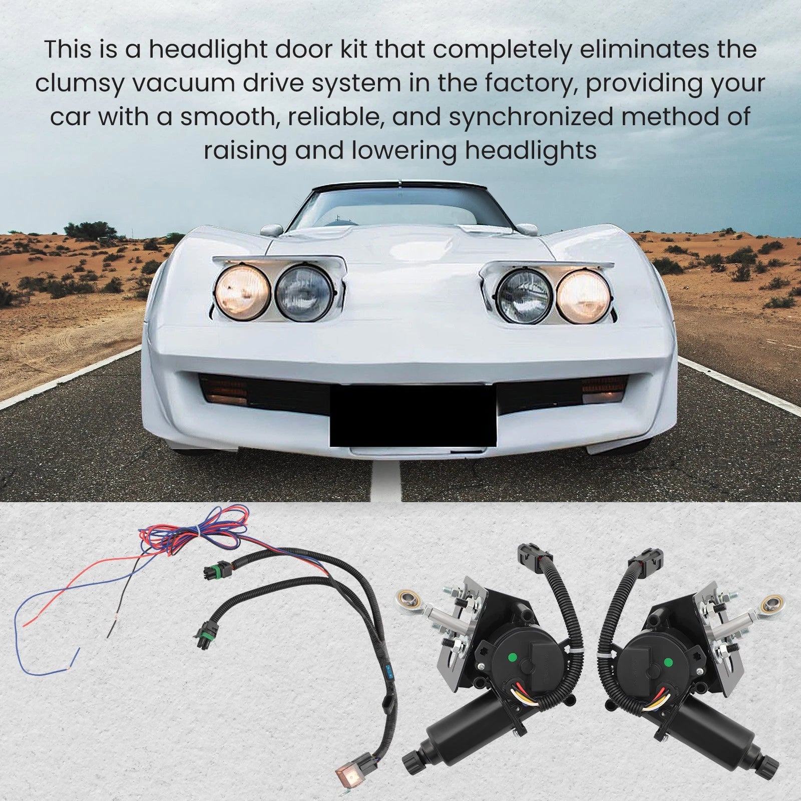 Electric Headlight Conversion for Corvette Coupe (1978)