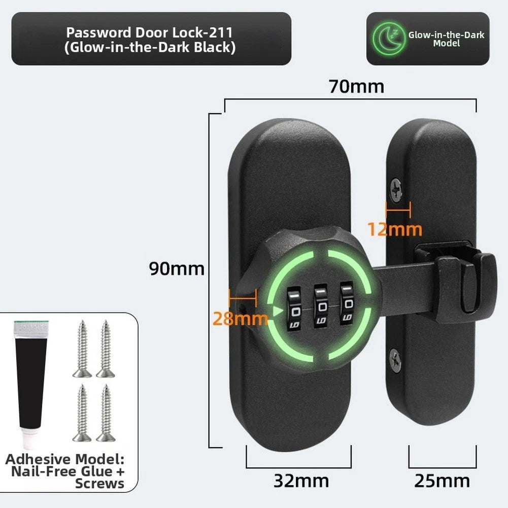 Luminous Latch Bolt Lock for Automotive Security with Numeric Password