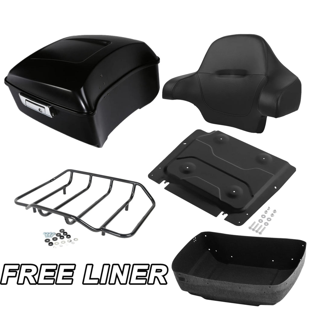 Matte Black Trunk Backrest Top Rack Plate for Harley Touring (2014–2025)