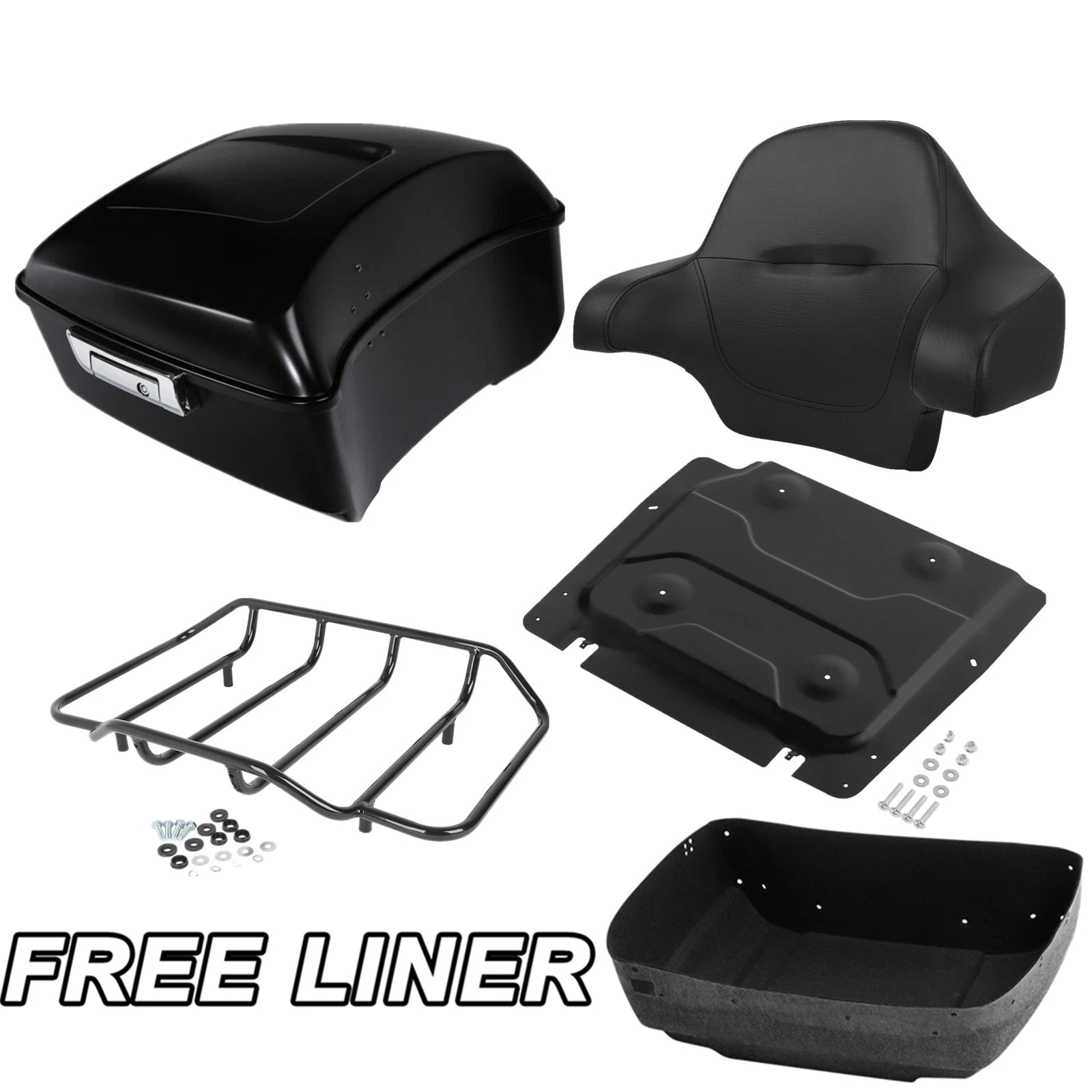 Matte Black Trunk Backrest Top Rack Plate for Harley Touring (2014–2025)