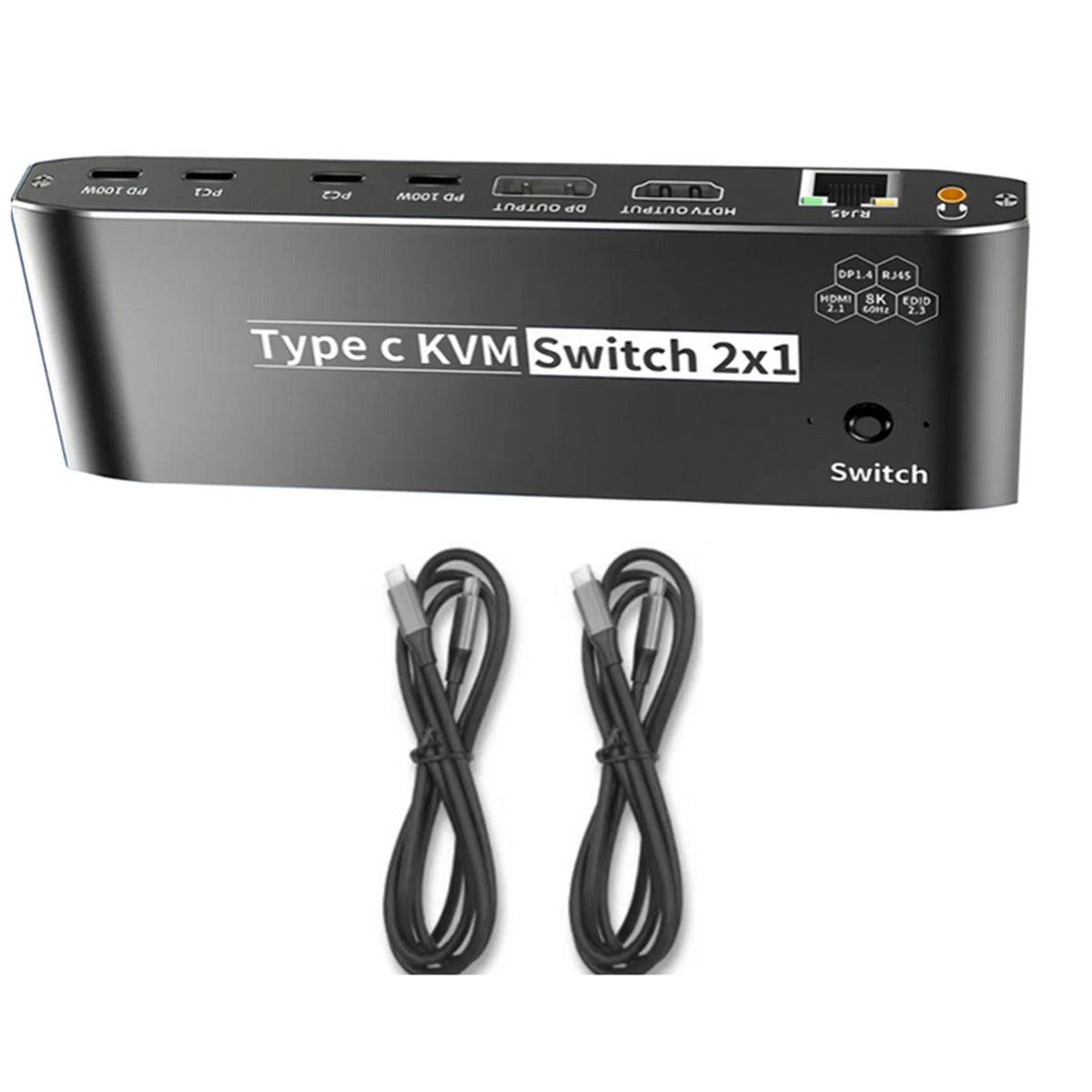 2X 8K USB C KVM Switch for RJ45 Type C (100W PD Charge)