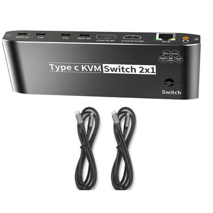 2X 8K USB C KVM Switch for RJ45 Type C (100W PD Charge)