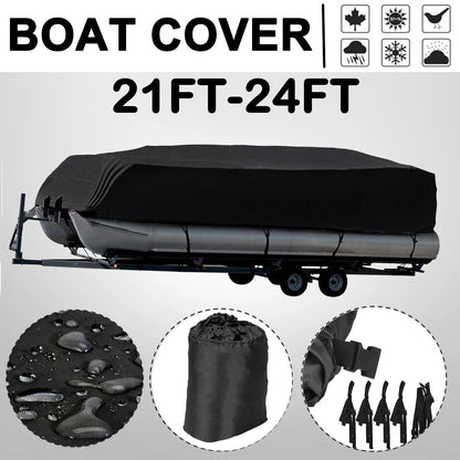 Trailerable Boat Cover for Pontoon (21-24FT) Waterproof Heavy Duty 210D
