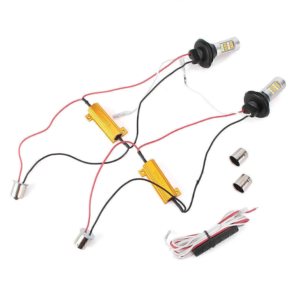 Pair 1156 BAU15S 42 SMD LED Canbus Switchback for