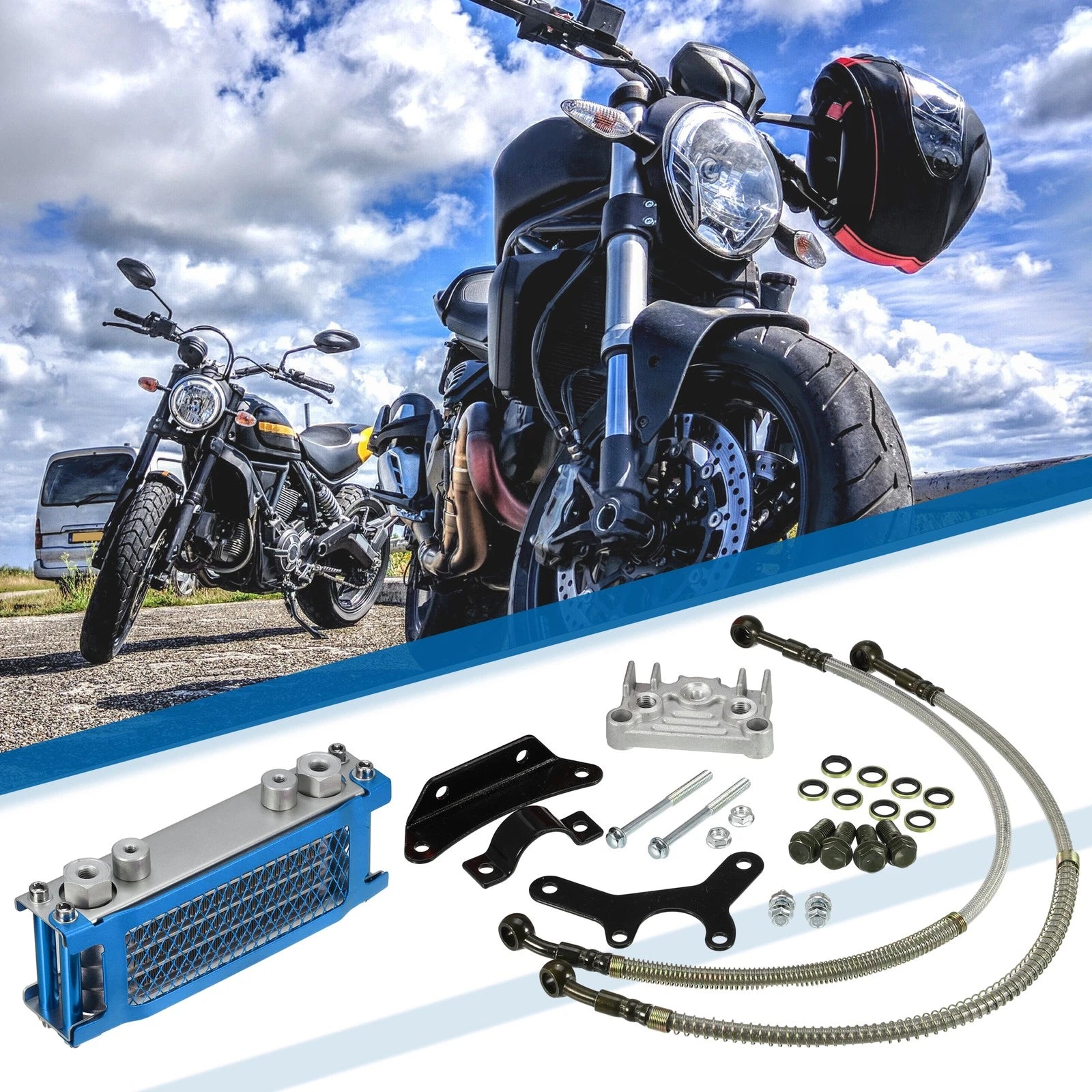 Engine Oil Cooler Radiator Kit Replacement for Honda Monkey Bike (2010–2017)