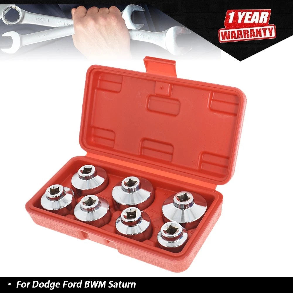 7-Piece 3/8" Oil Filter Cap Wrench Socket Set for Universal Use