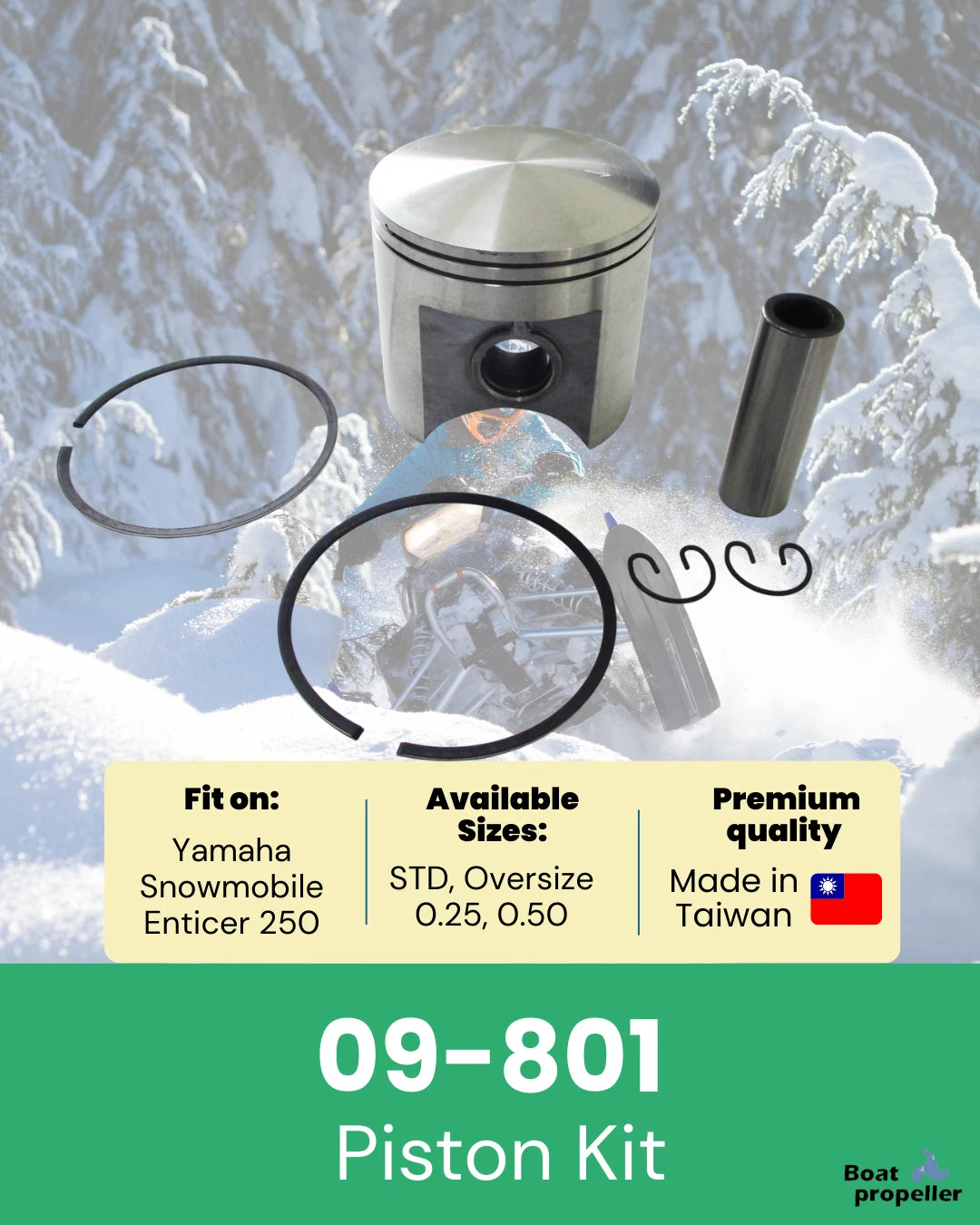 Piston Kit 0.25 + Ring for Yamaha Enticer 250 (ET250A/ET250D)