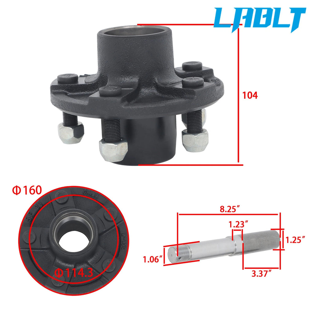 2X Trailer Hub Bearings Assembly for 5 on 4.5" Bolt BT16 Spindles