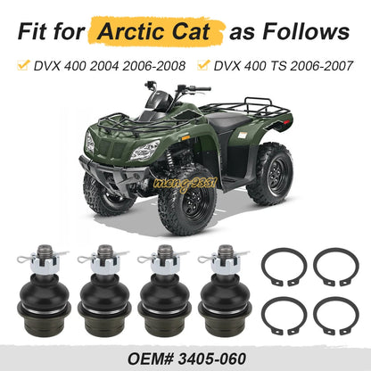 Set of 4 A-Arm Ball Joints for Arctic Cat DVX 400 (2004–2008)