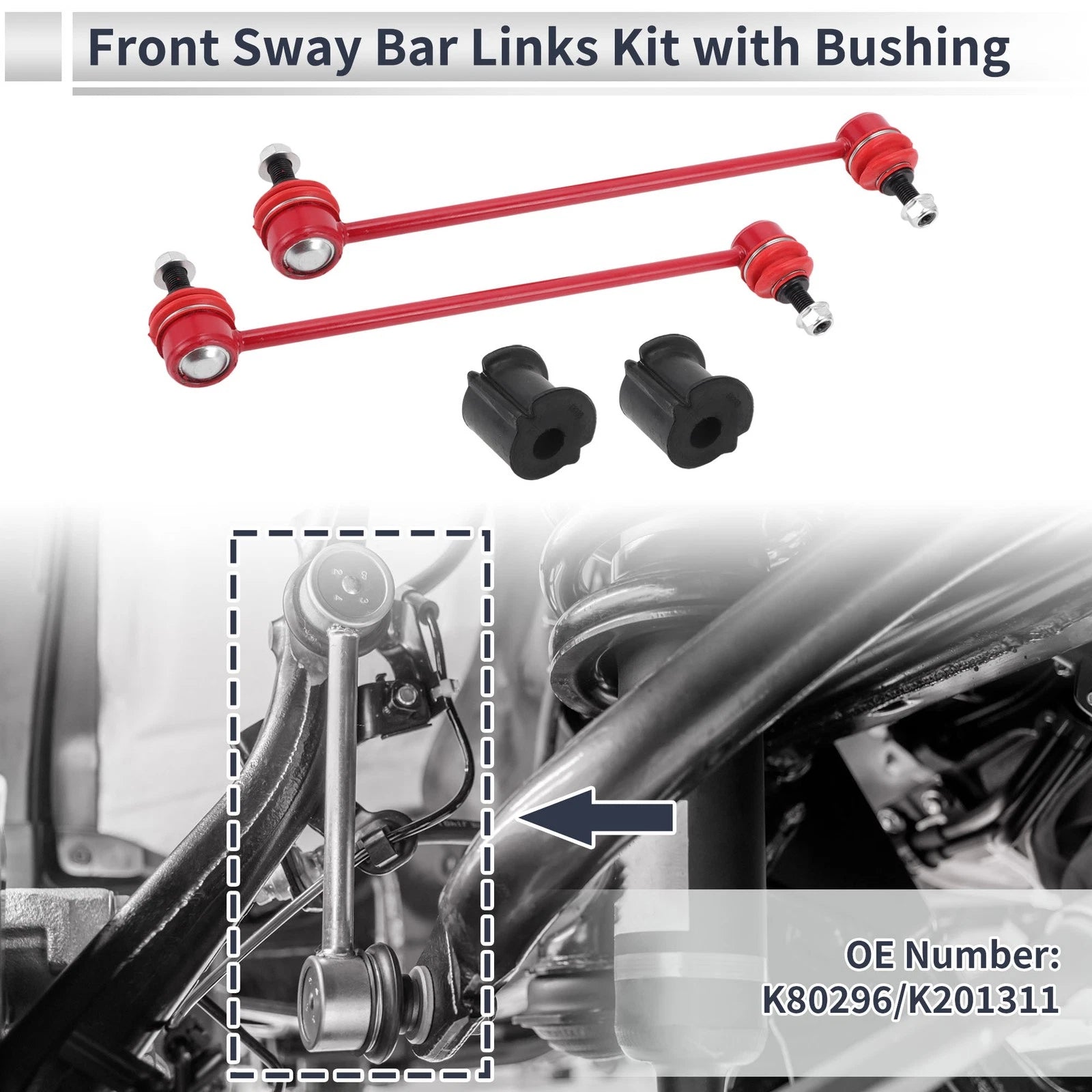 Front Stabilizer Bar Links with 2 Pcs Bushing for Mercury Mariner (2005–2007) No.K80296