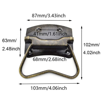 2Pcs Vintage Rectangle Handle Cabinet Jewelry Box Suitcase Toolbox Knob Hardware