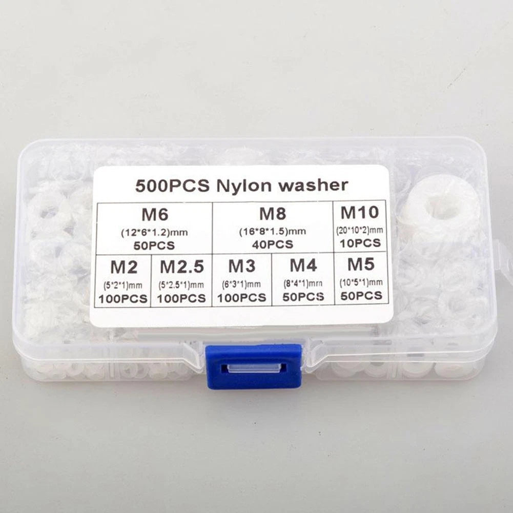 500 Piece Rubber Ring Flat Washer Set for Combo M2-M10