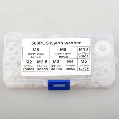 500 Piece Rubber Ring Flat Washer Set for Combo M2-M10