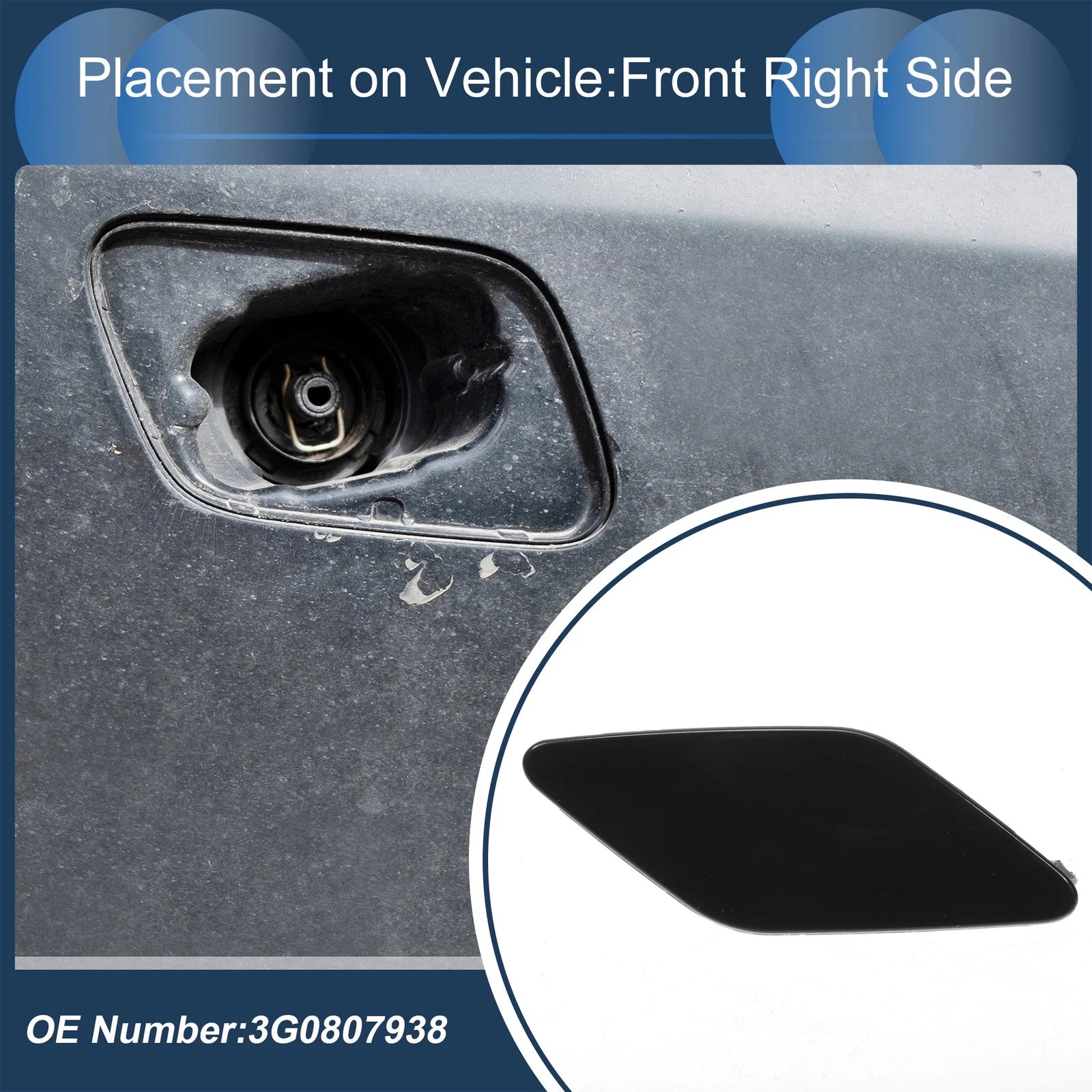 Front Right Washer Nozzle Cover Cap for Volkswagen Passat B8 3G (2015–2022)