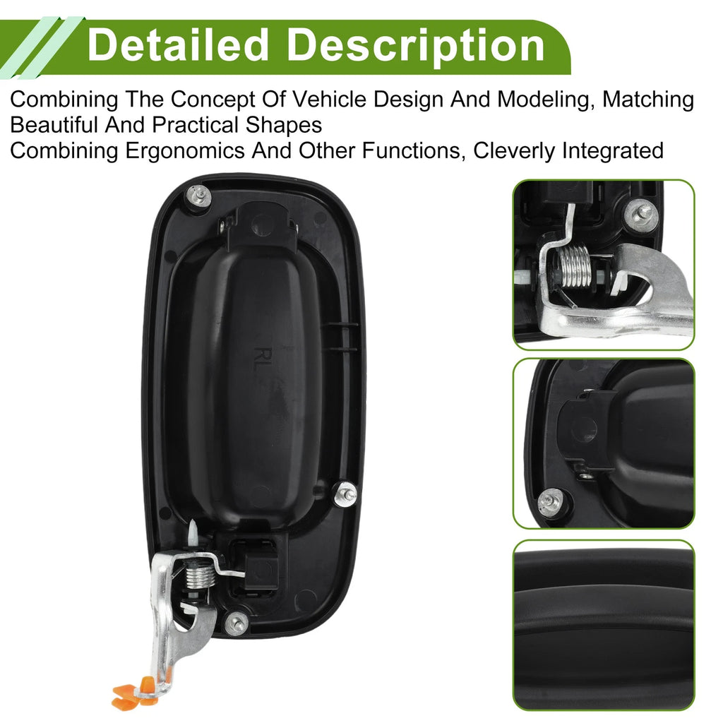 Exterior Door Handle Replacement for Chevrolet for GMC Silverado Black Rear Left (2010–2015)