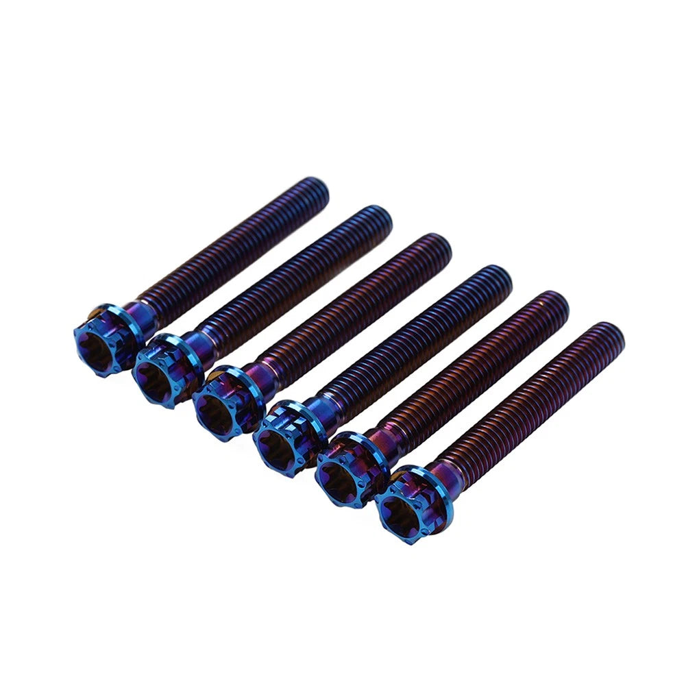 6X M8x55mm Titanium Torx Head Flange Screws for Motorcycle