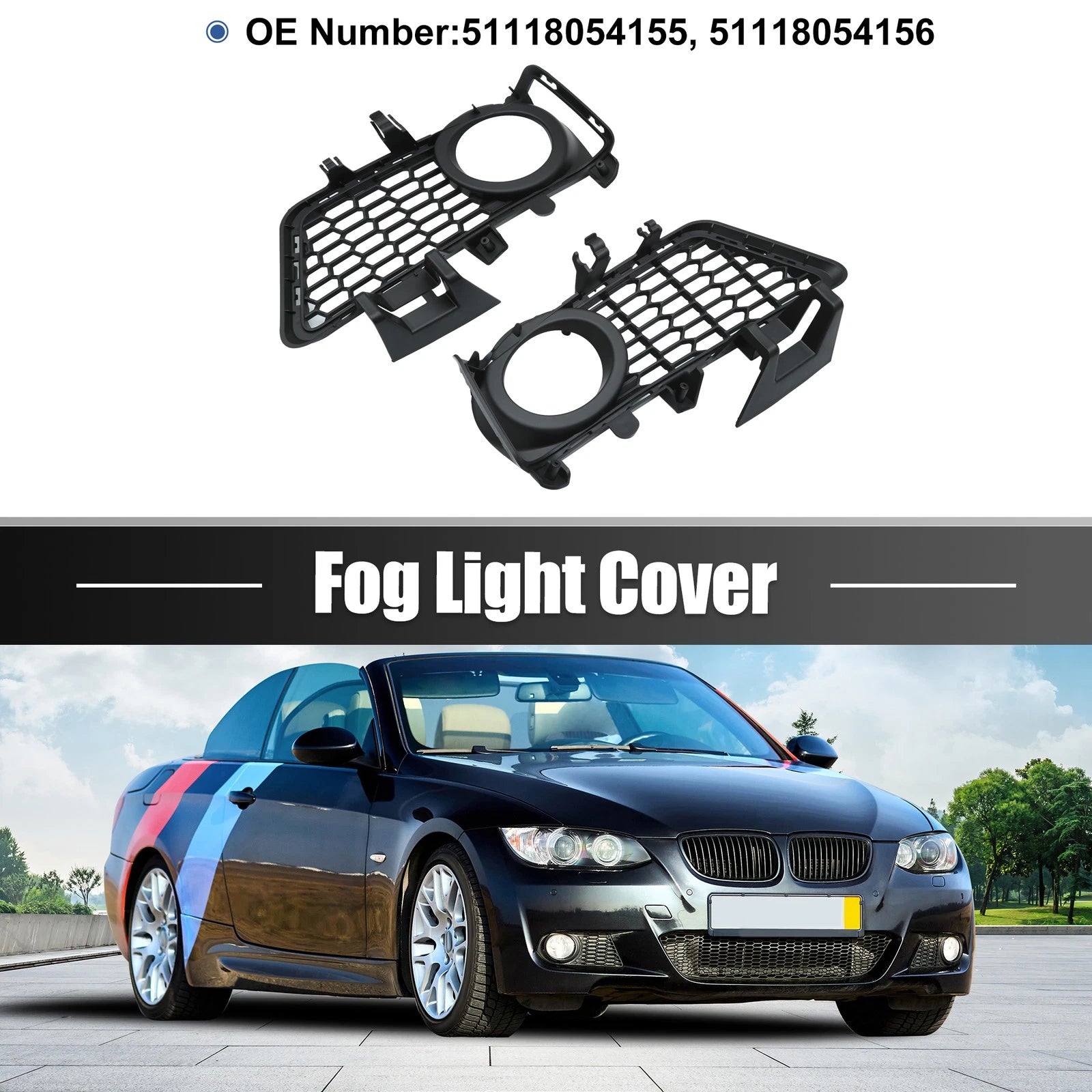 Fog Light Grille Cover Pair for BMW 3 Series (2012–2018)