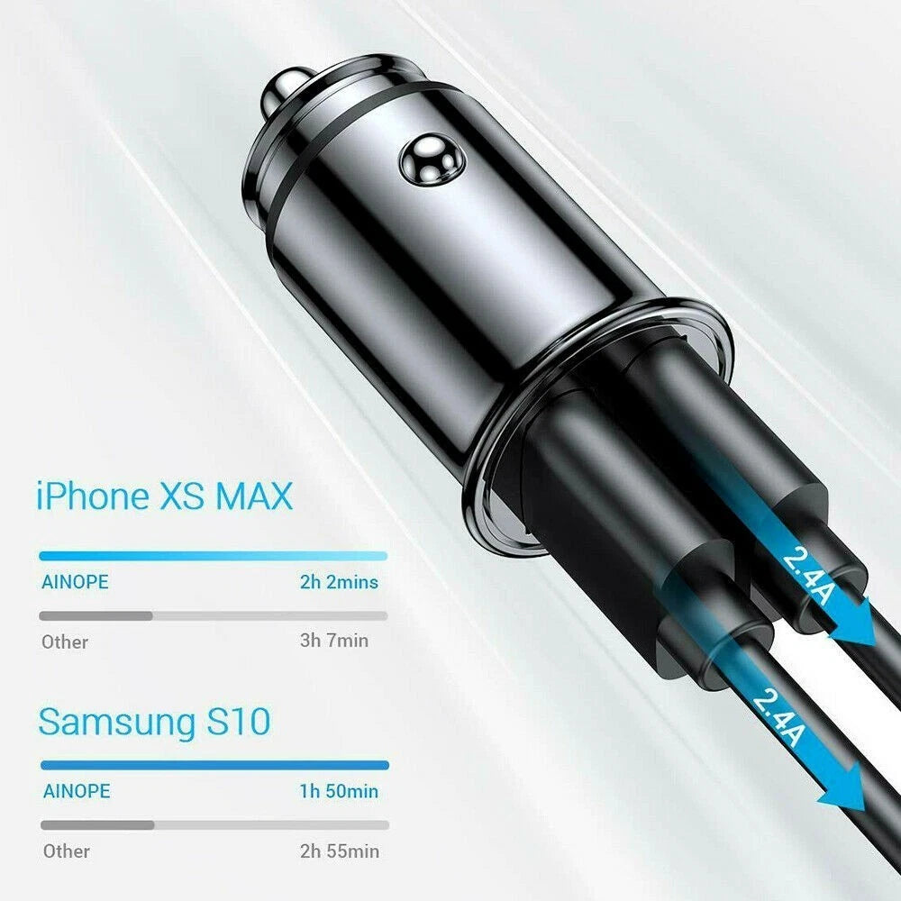 2X USB Dual Socket Car Charger for Compact Car