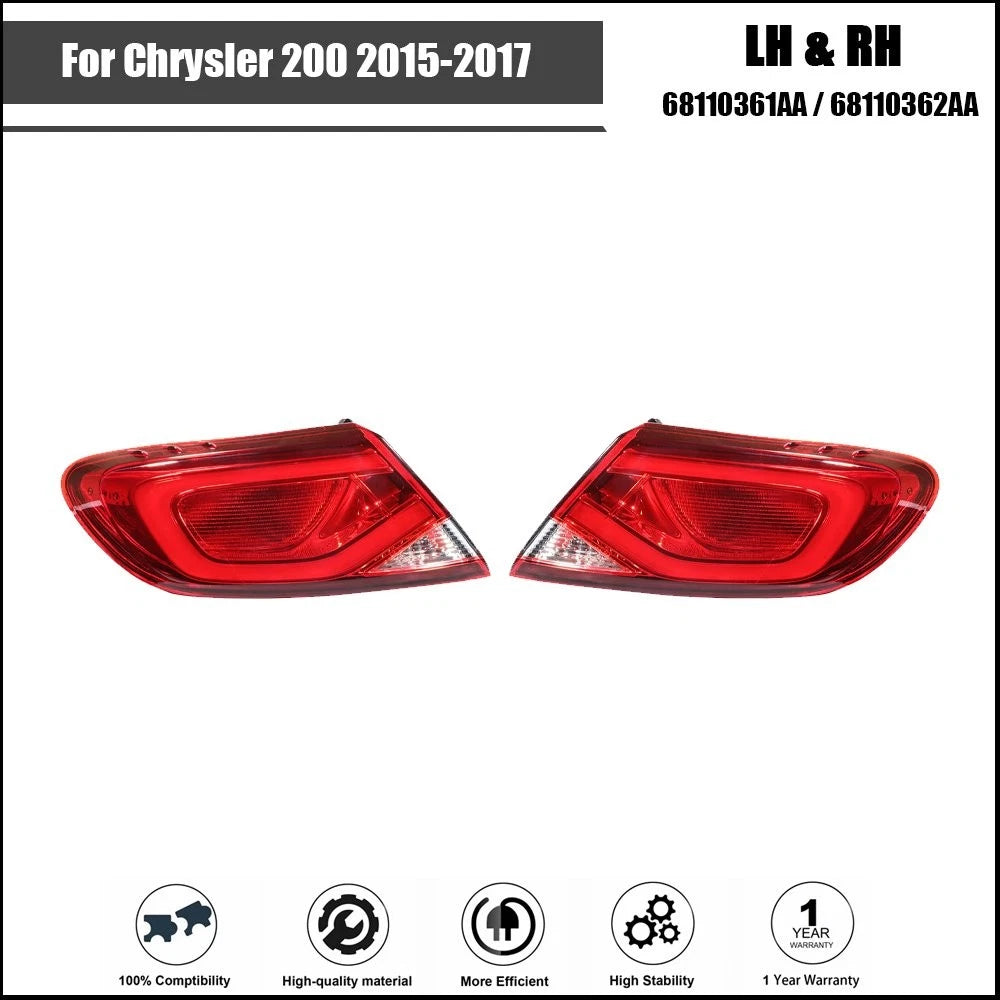 Set of 2 LED Tail Lights for Chrysler 200 (2015–2017) Right+Left Side