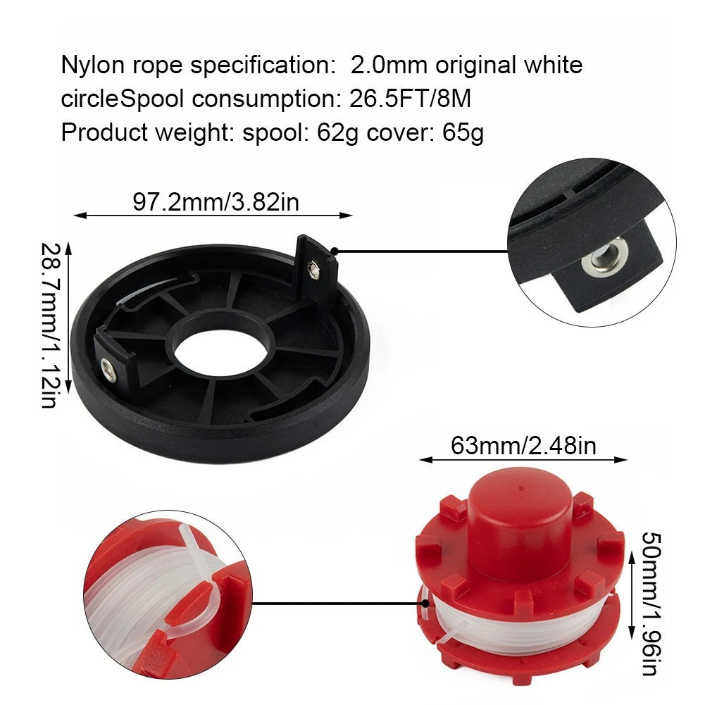 Trimmer Kit Accessories Cover 97.2mm x 28.7mm Line 26.5FT / 8M