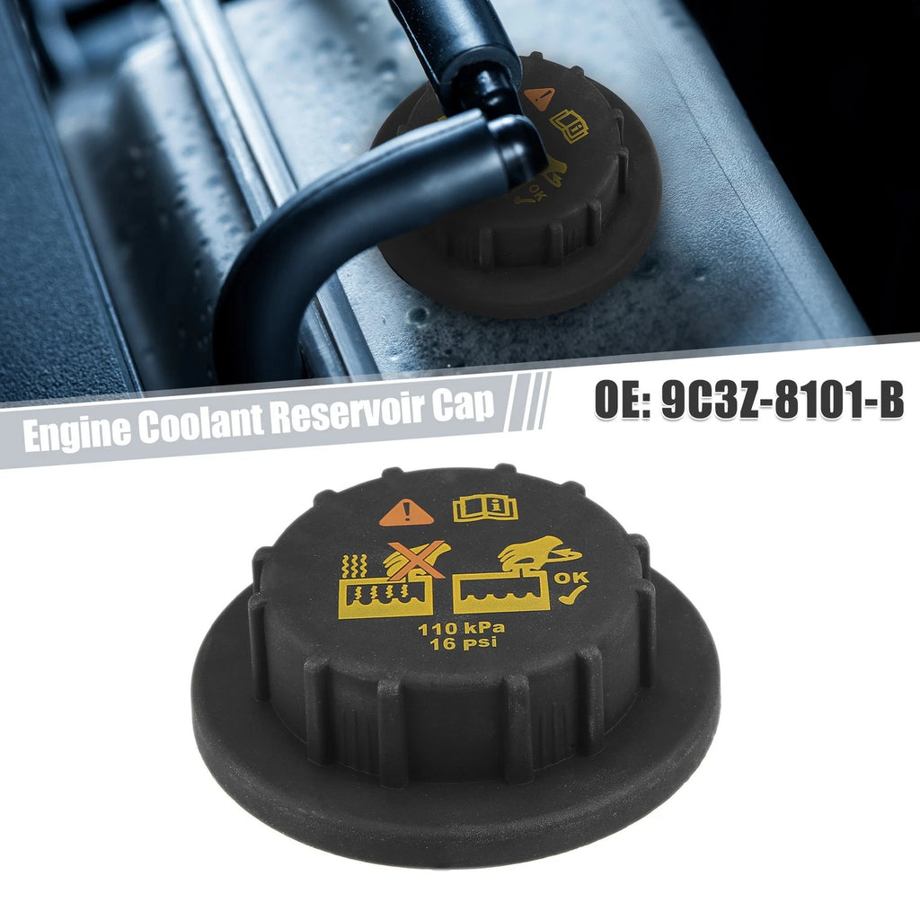 Engine Coolant Radiator Liquid Reservoir Tank Cap for Ford Flex F-250 (Black) (2013–2018)