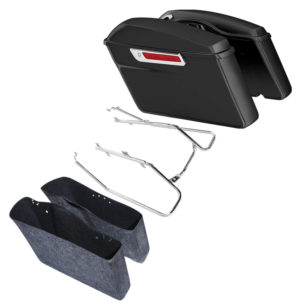 Matte Black Hard Saddlebags & Conversion Bracket for Harley Street Fat Bob (2008–2017)