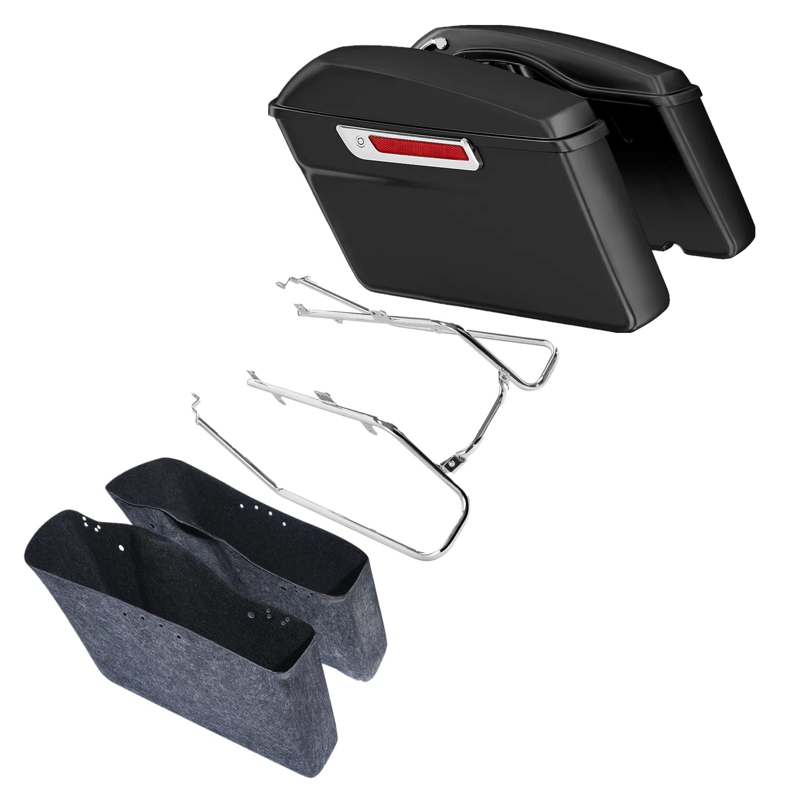 Matte Black Hard Saddlebags & Conversion Bracket for Harley Street Fat Bob (2008–2017)