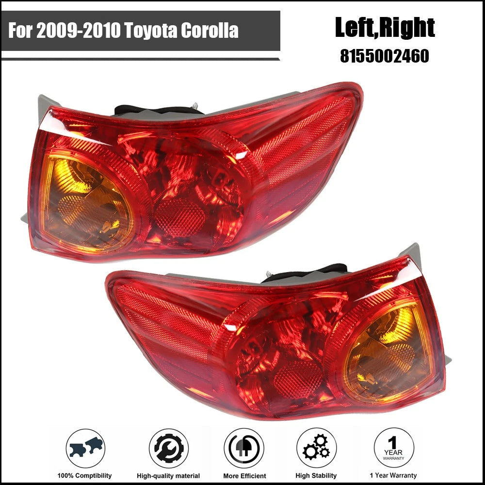 Tail Lights Assembly for Toyota Corolla (2009–2010) Red Clear