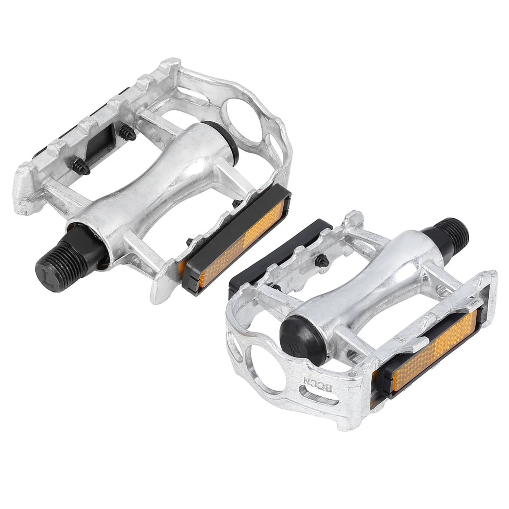 Bicycle Pedals Silver Tone Aluminum Alloy Pair for Cycling (Universal)