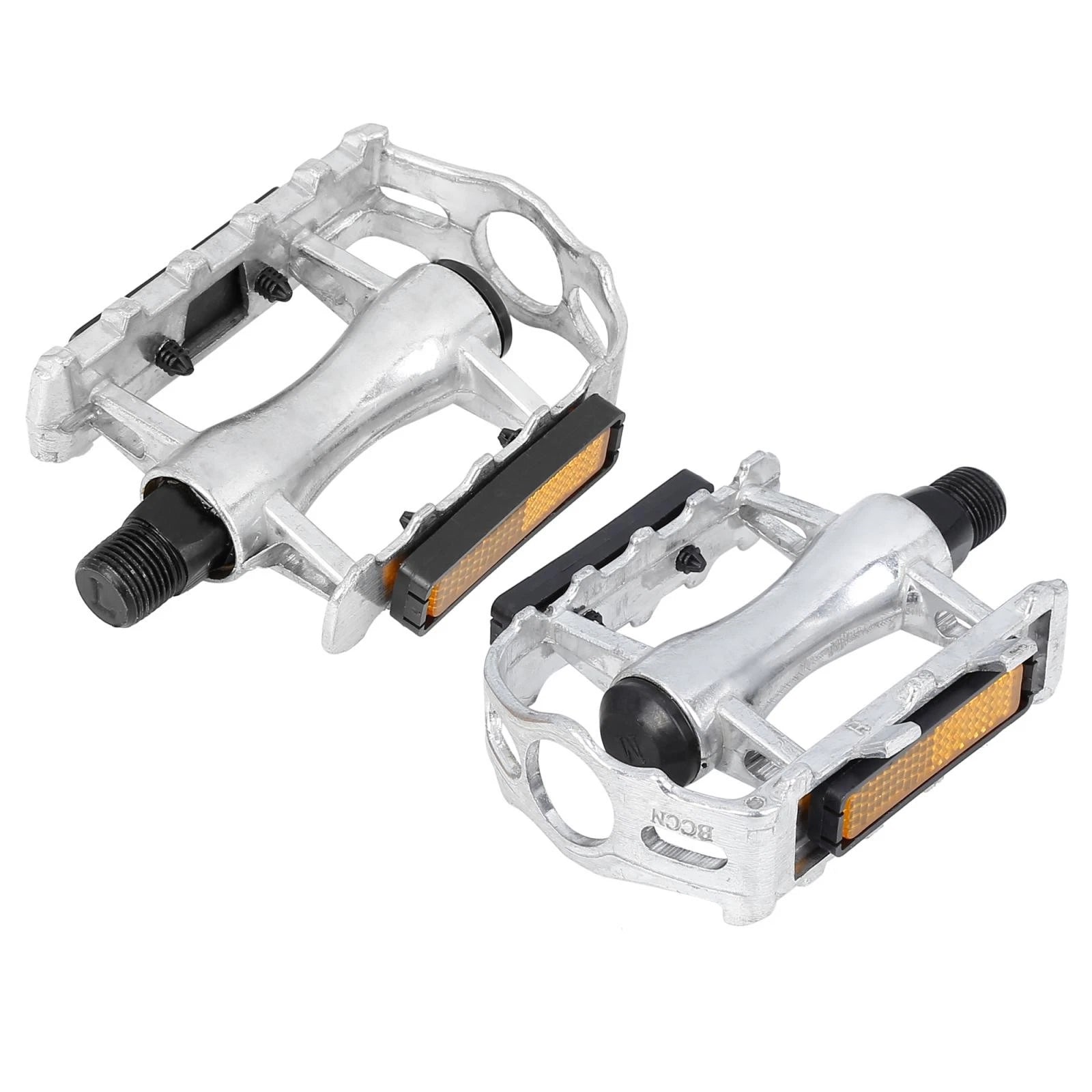 Bicycle Pedals Silver Tone Aluminum Alloy Pair for Cycling (Universal)