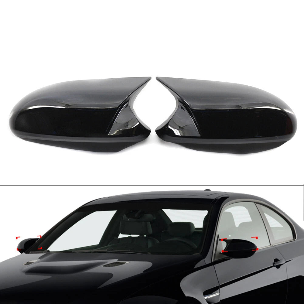 Black Rearview Mirror Cover Caps for BMW E81 E82 E87 E88 E90 E91 E92 (2007–2013)