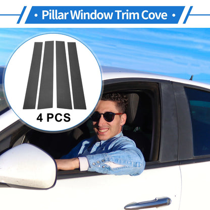 4 Pcs Door Pillar Window Trim Carbon Fiber Black for Mitsubishi L200 (2005–2018)