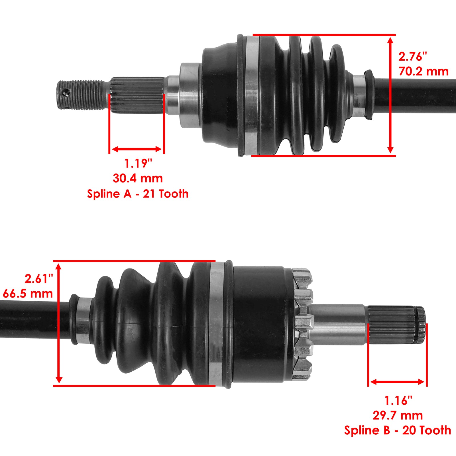 Front Left Complete CV Joint Axle for Kawasaki Mule 600 (2015–2020)