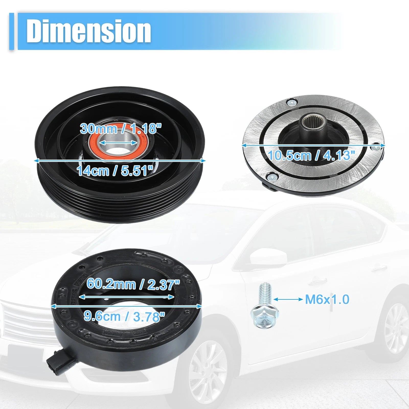 A/C Compressor Clutch Set Replacement for Honda Accord 3.0L (2003–2007)
