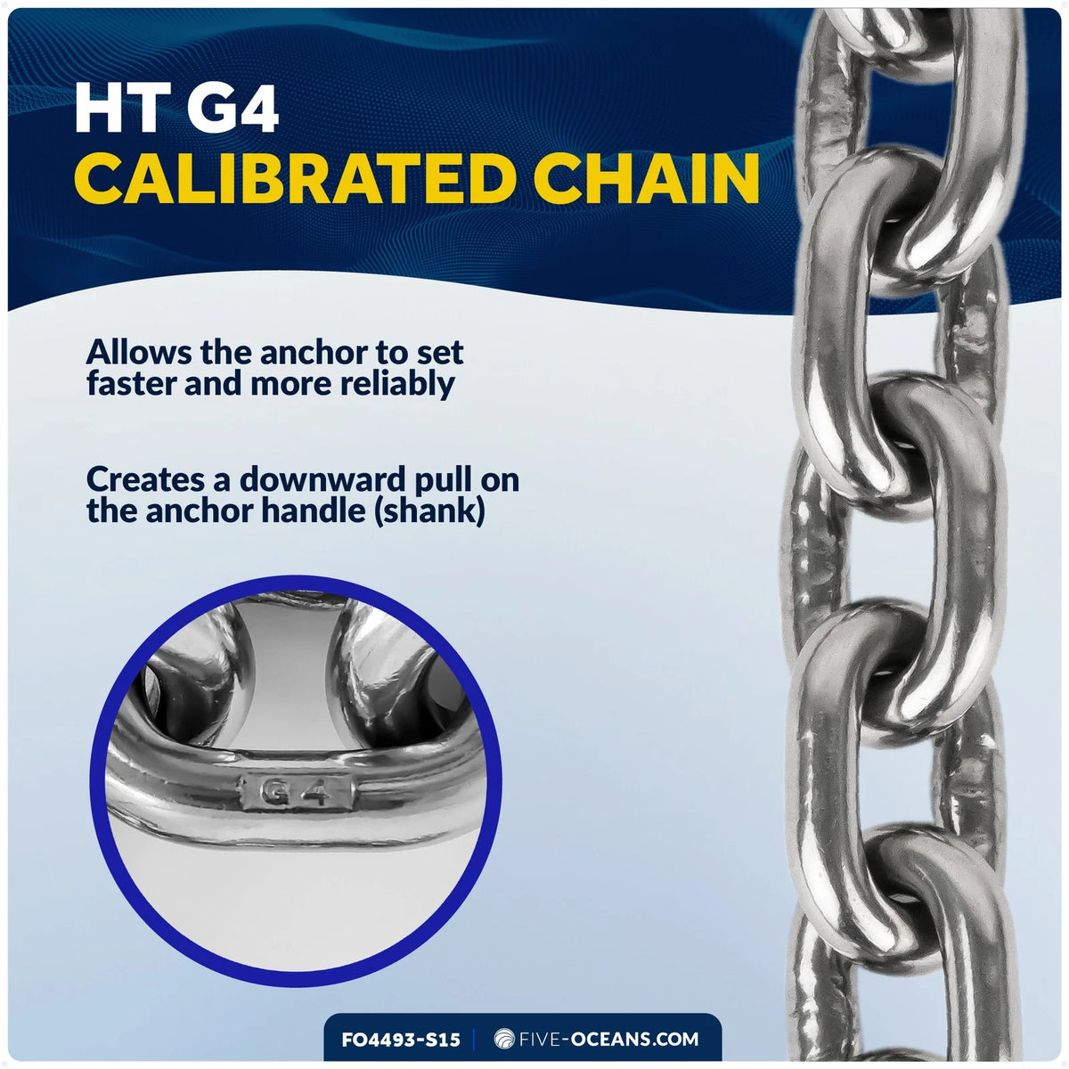 5/16" x 15' Boat Anchor Chain with 2 Shackles for Marine Use (HTG4)