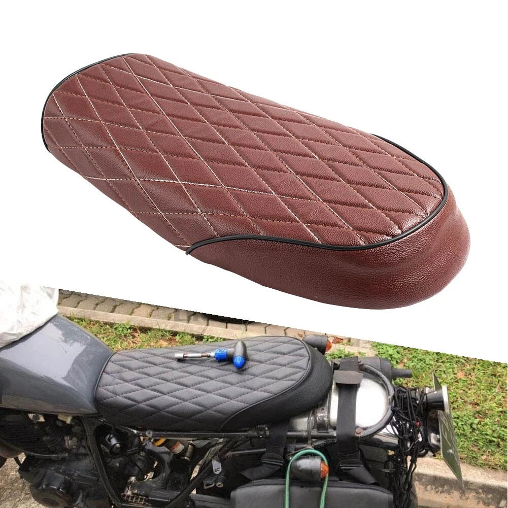 Flat Saddle Seat for Yamaha Honda Cafe Racer Universal Motorcycle Brown