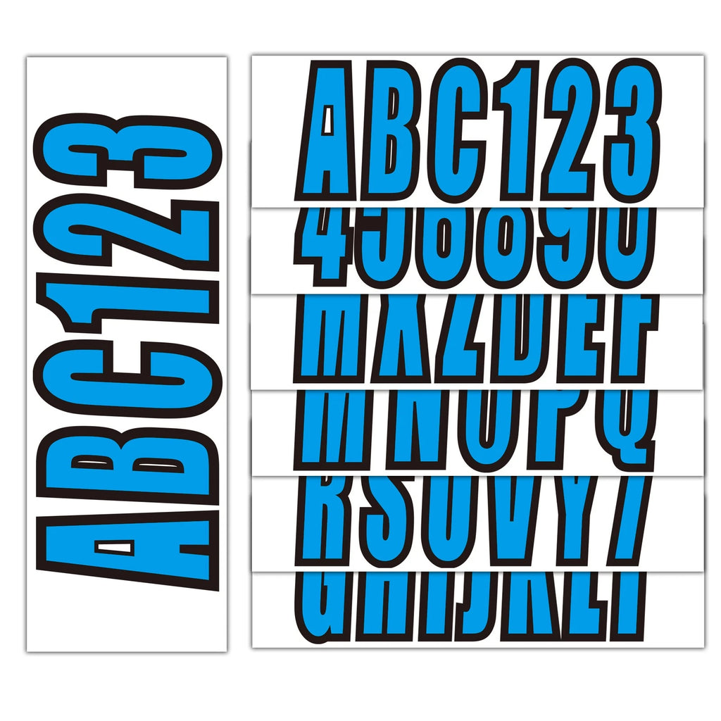 4-Pack Custom 3" Blue Boat Registration Numbers & Letters Stickers