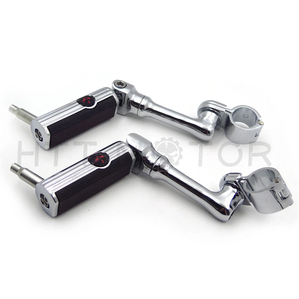 Gear Skull 1.5" Footpeg Mounting Kit for Motorcycle (Chrome)