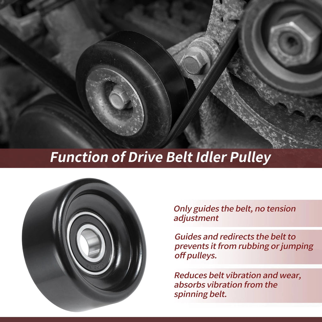 Accessory Drive Belt Idler Pulley Replacement for Ford Jeep Dodge GMC (2008–2022)
