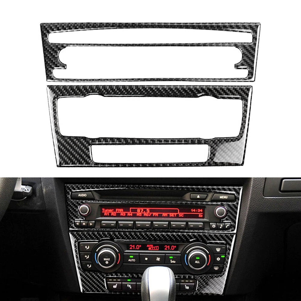 Carbon Fiber Console CD & AC Panel Cover Trim for BMW 3 Series E90 E92 E93 (2005–2012)