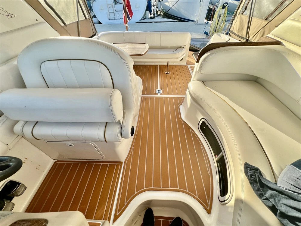 Swim Platform Cockpit Pad for Sea Ray Sundancer 290 (1997–2001) - EVA Teak Flooring